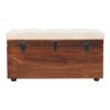 California Walnut White Linen Storage Trunk
