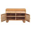 Shutter Oak-ish Shoe Rack with 2 drawers