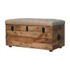 Beige Buffalo hide leather Storage Trunk