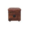Brown Buffalo hide leather Storage Trunk