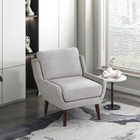 1pc Gray Accent Chair Cushion Seat Chenille Upholstery Comfort Style Durable Solid Wood Legs Contemporary Home Furniture