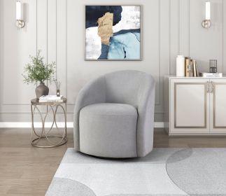 Light Gray Boucle Swivel Barrel Chair 1pc Solid Wood Durable Contemporary Living Room Furniture Luxurious Accent Seating