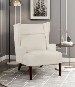 Contemporary Beige Wingback Accent Chair Chenille Upholstery Plywood Frame Living Room Furniture 1pc
