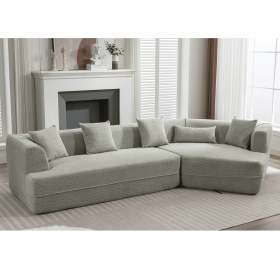[VIDEO PROVIDED][ New And Upgraded Extended Edition]Modular sofa , modern minimalist style sofa, upholstered , free combination, round fiber fabr
