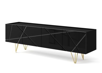 Space - TV Stand 4D black / black gloss