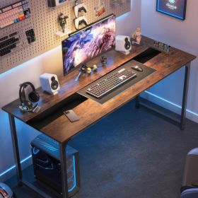 Computer Desk Large Office Desk, 59.8 Inch Gaming Desk Writing Desk Work Desk for Home Office, Study, Modern Simple Wooden Desk, Large Legroom