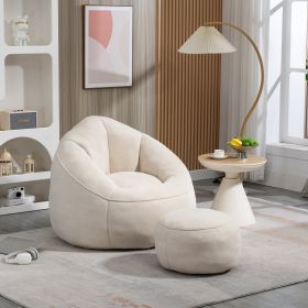 Bedding Bean Bag Sofa Chair High Pressure Foam With Padded Foam Padding (Color: Beige)