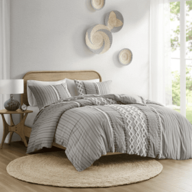 Full Queen Cotton Printed Duvet Cover Set With Chenille (Option: Multicolor)