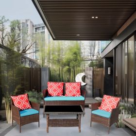 Outdoor Recreation, Courtyard Garden, Rattan Table And Chair Combination (Option: Braided rattan table and chair)