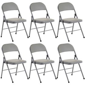 6PCS Plastic Outdoor Folding Chair with 330 lbs Weight Capacity Comfortable Activity Chair - Lightweight Folding Chair for Indoor and Outdoor Din (Color: Gray)