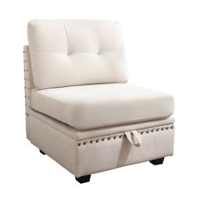 Vintage Modular Sectional Sofa, Convertible Multiple Combination Sofa Couch with Storage, Memory Foam (Main Material: Velvet, Main Color: Beige)