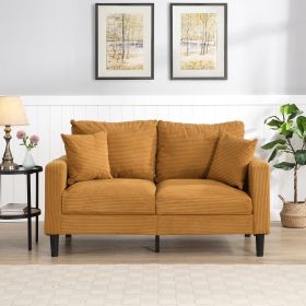 57 " High Resilience Loveseat Sofa, Wooden Frame 2 Seat Sofa, Comfy , Small Space Saving Modern Upholstered Sofa (Color: Orange)