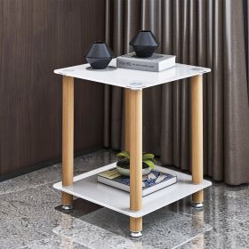 1-Piece White Oak Side Table, 2-Tier Modern Night Stand, Sofa Side Table (Color: White)